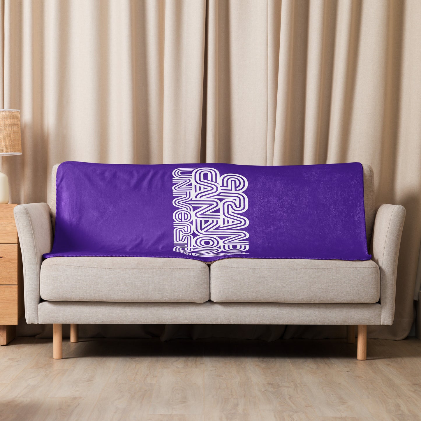 GCU Three Lined Cross Vertical Sherpa Blanket - Purple