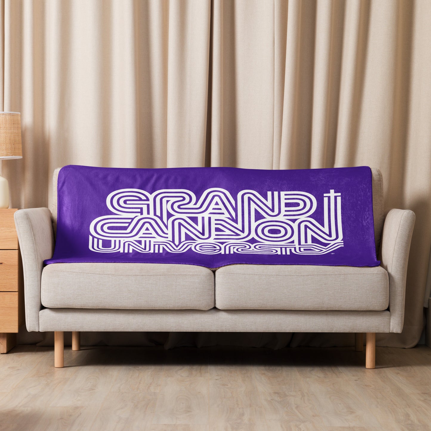 GCU Three Lined Cross Horizontal Sherpa Blanket - Purple