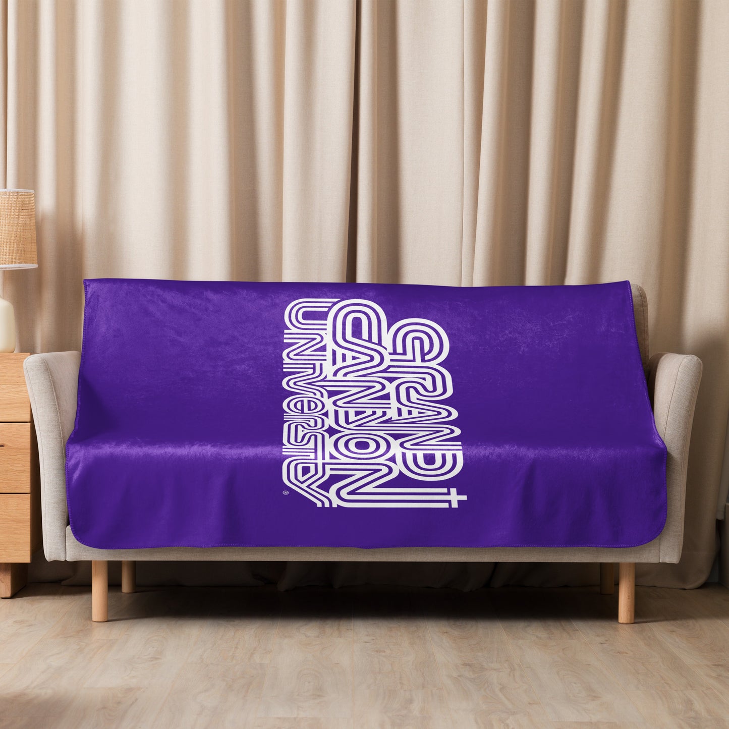 GCU Three Lined Cross Vertical Sherpa Blanket - Purple