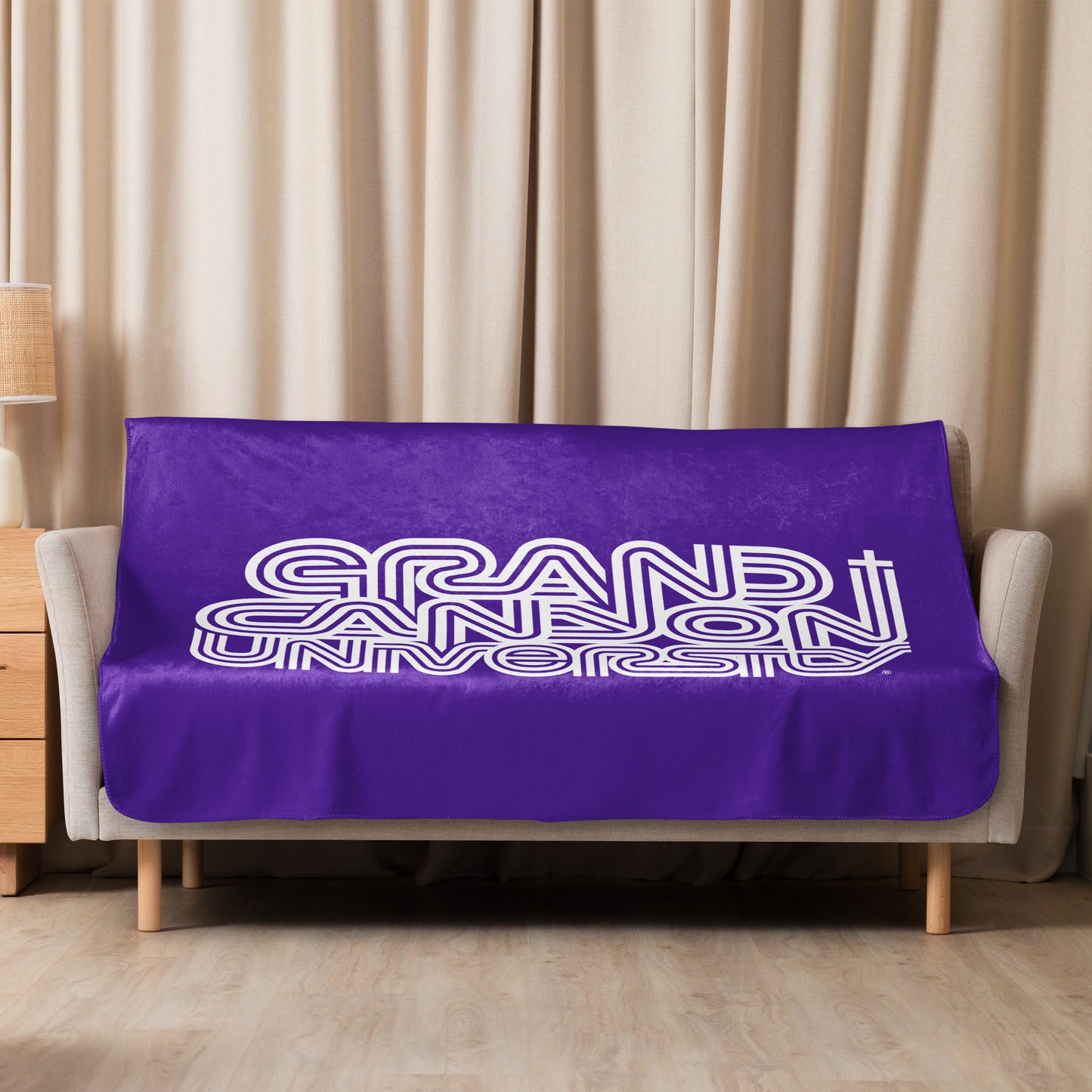 GCU Three Lined Cross Horizontal Sherpa Blanket - Purple