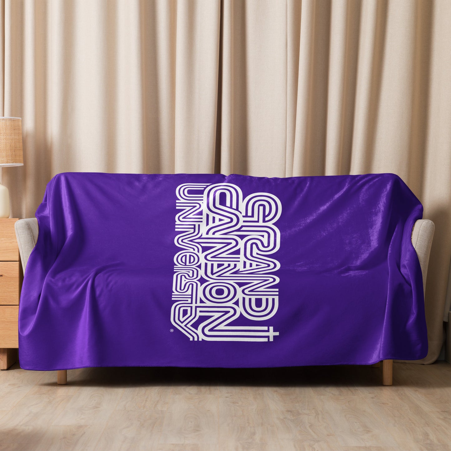 GCU Three Lined Cross Vertical Sherpa Blanket - Purple